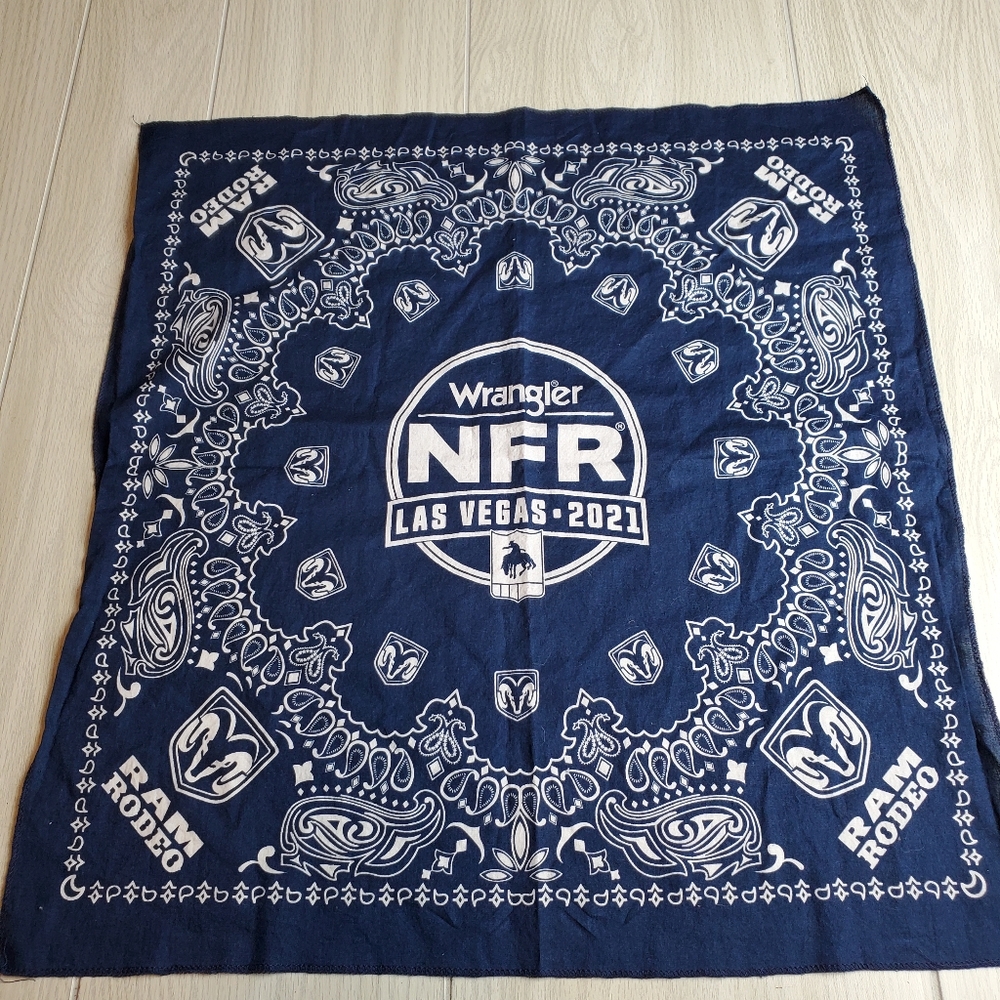 Large 20x21 Blue Wrangler NFR Rodeo Dodge Ram 2021 Las Vegas Bandana